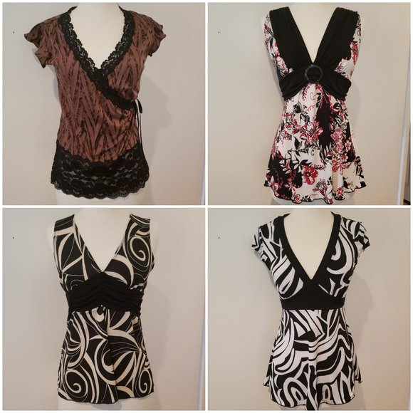 Tops - Mixed Brands Four Top Bundle Black and White/Cream/Brown